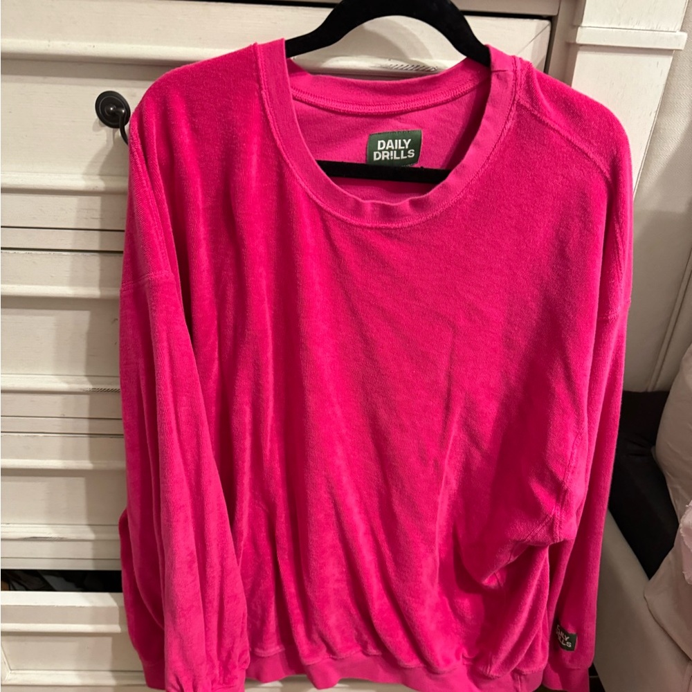 Daily Drills Terry Oversized Crew - Hot Pink size M/L